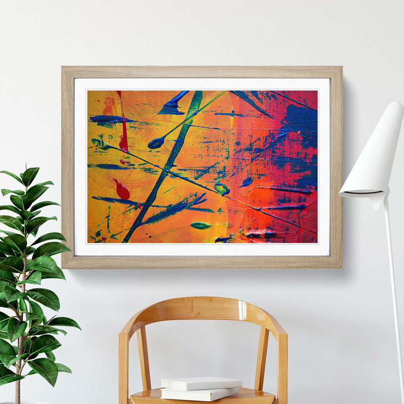 Abstract Art Painting Vol.157 by S.Johnson - Framed Print, 36cm H x 48cm W x 2cm D, Oak Framed