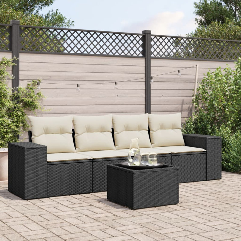 Ensemble de canapé de jardin Vidaxl noir, blanc crème