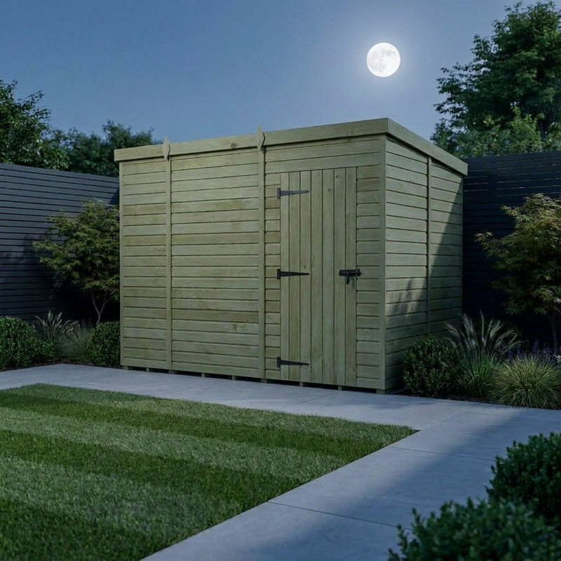Total Sheds 10ft x 6ft Pent Garden Shed - Single Door - No Windows - Pressure Treated Timber - UK Manufactured