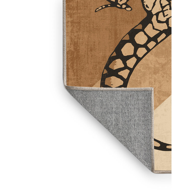 Tapis lavable à la machine de style rustique et moderne au look rustique osck lézard brun - reliure beige, 2 pi x 3 pi