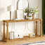 Console en grain de bois rétro avec tablette inférieure et quatre pieds de vase-1959706769