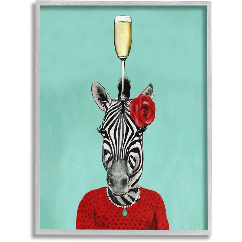 Impression sur cadre en bois aggloméré tendance à motif rouge zébré champagne G, Estampe numérique Farmhouse