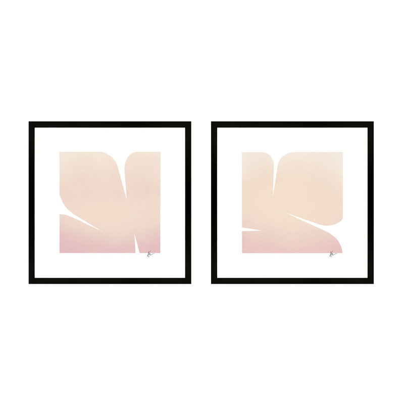 Clouds 1&2. Set Of 2 Painting by Lee Lessem, Black Framed, 44" H x 44" W x 1.25" D
