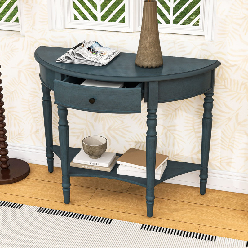 Console en bois avec tiroir et tablette, Marine