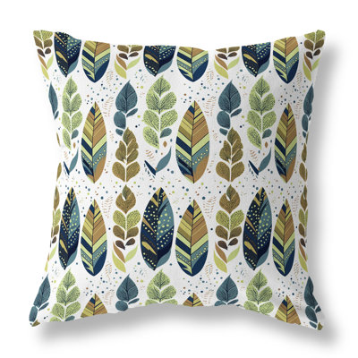 Tribal Leafy Treasures Floral Outdoor Reversible Throw Pillow