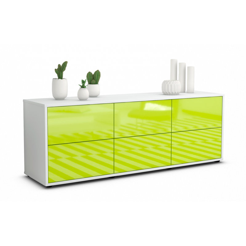 Wunderlich Unfinished TV Stand for TVs up to 60, High-gloss Green / Matte White