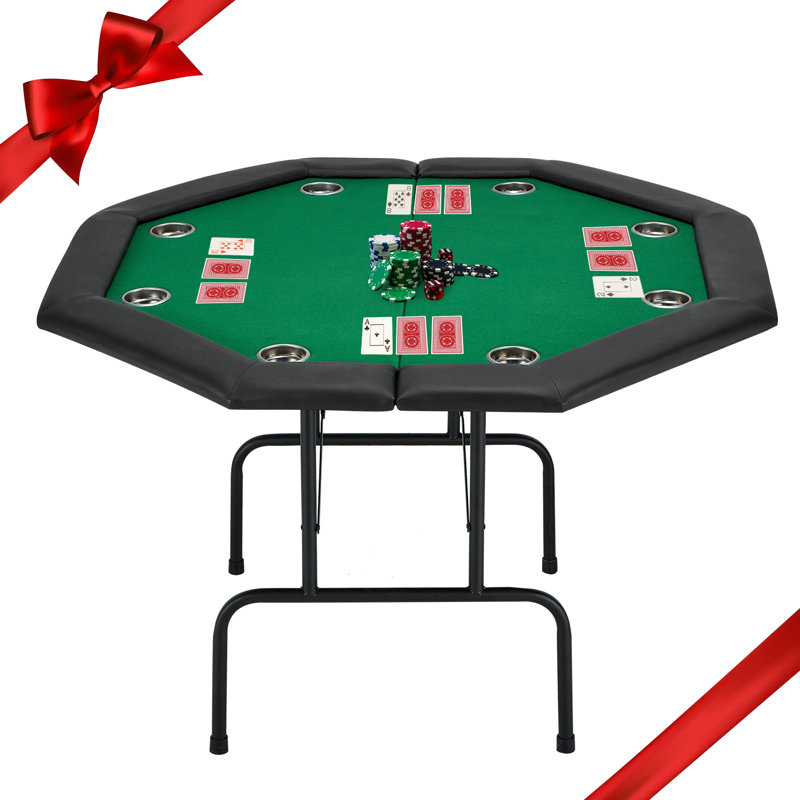 AVAWING 46.9'' 8 - Player Foldable Poker Table, Green