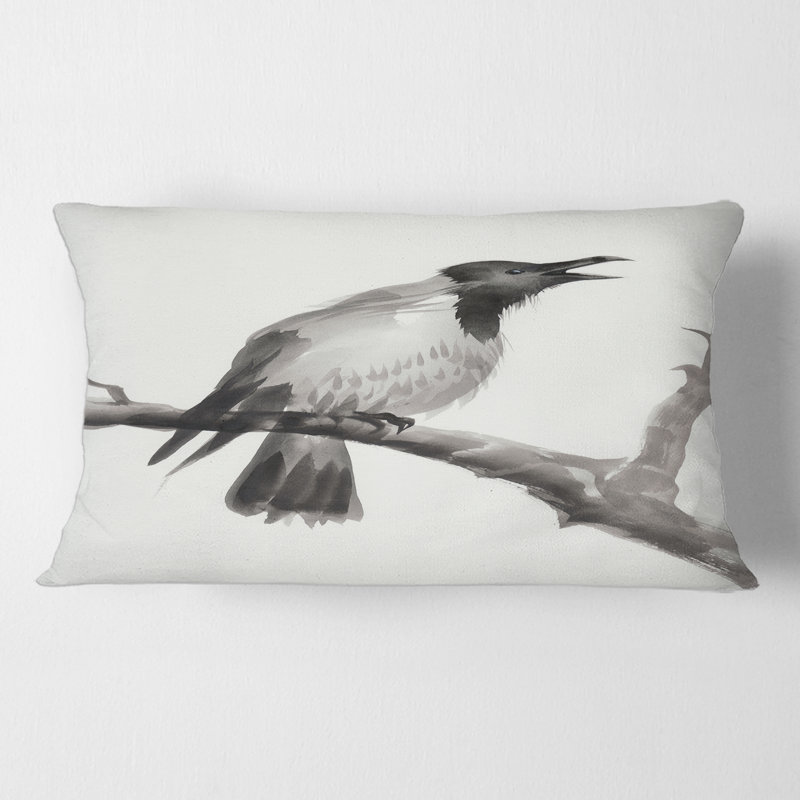 Housse et insert de coussin rectangulaire Crying Crow on a Branch