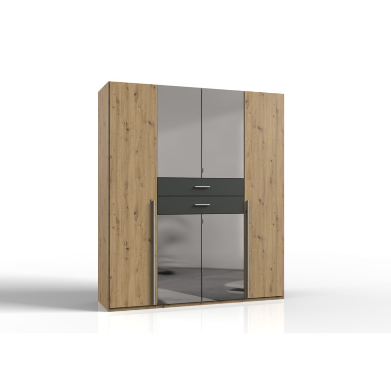Amandus 6 Door Solid Wood Wardrobe, Artisan oak/graphite
