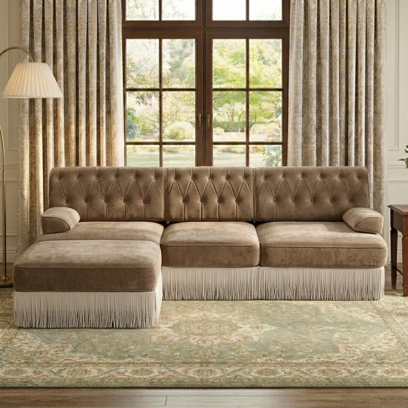 Canapé modulaire avec repose-pieds Tassel, Chameau