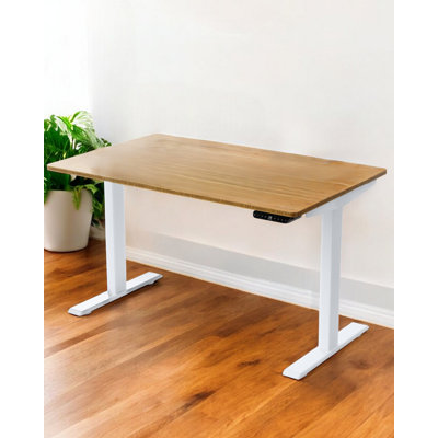 Bureau d'ordinateur 48 po réglable en acier inoxydable brun et blanc