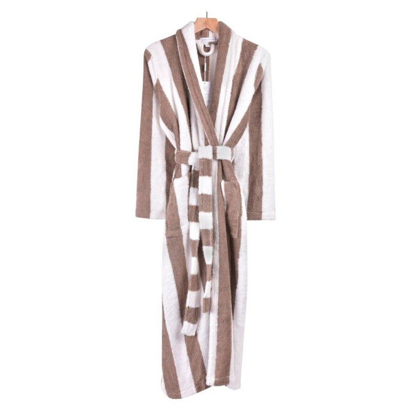 100% Cotton Velour Mid-Calf Bathrobe with Pockets, M