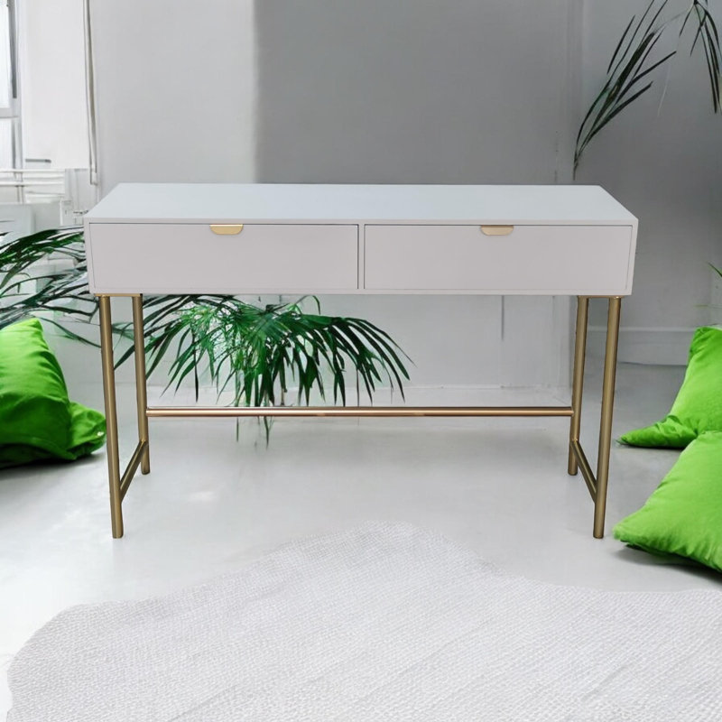 Agnela 120cm Solid Wood Top Console Table, White