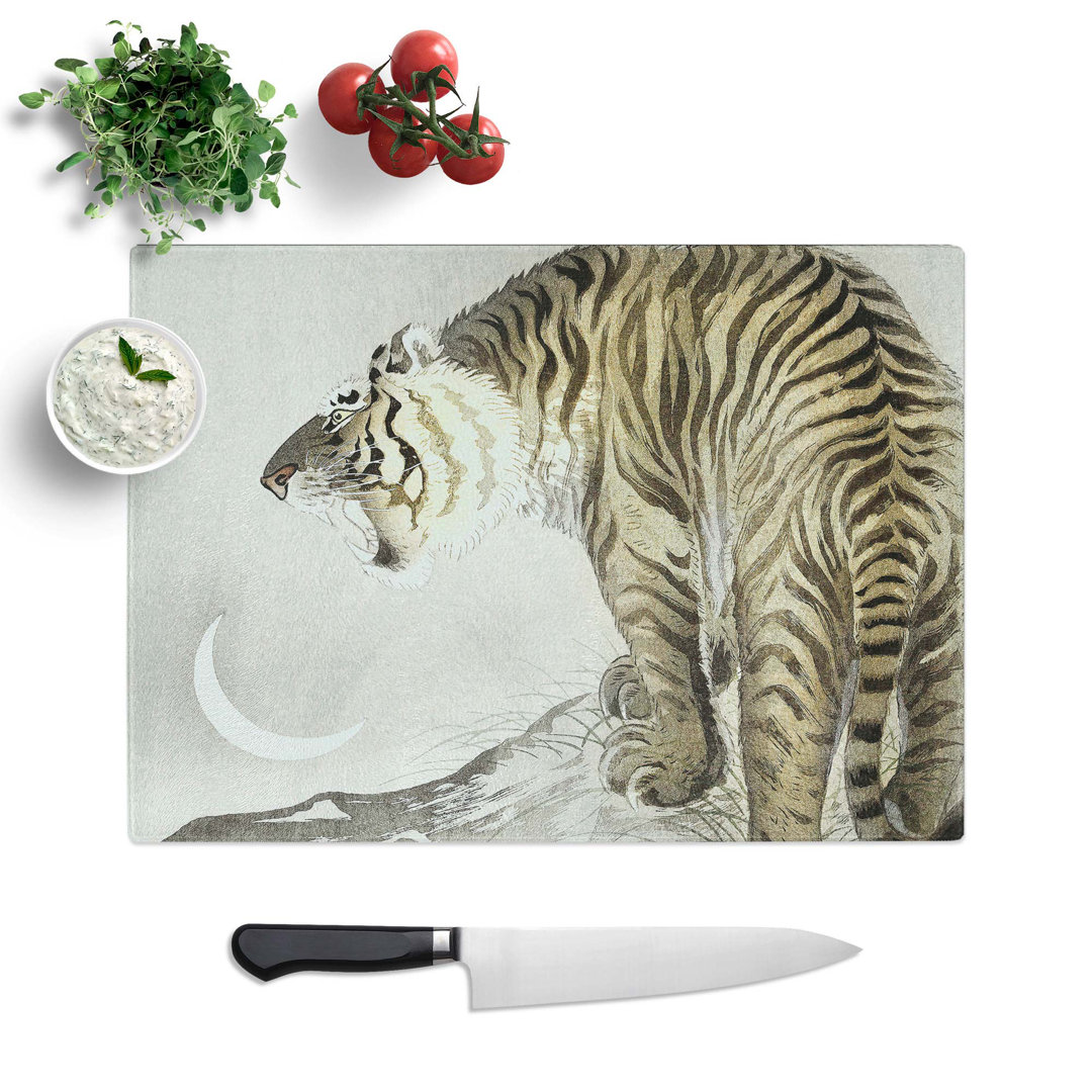 Tempered Glass Roaring Tiger by Ohara Koson Chopping Board