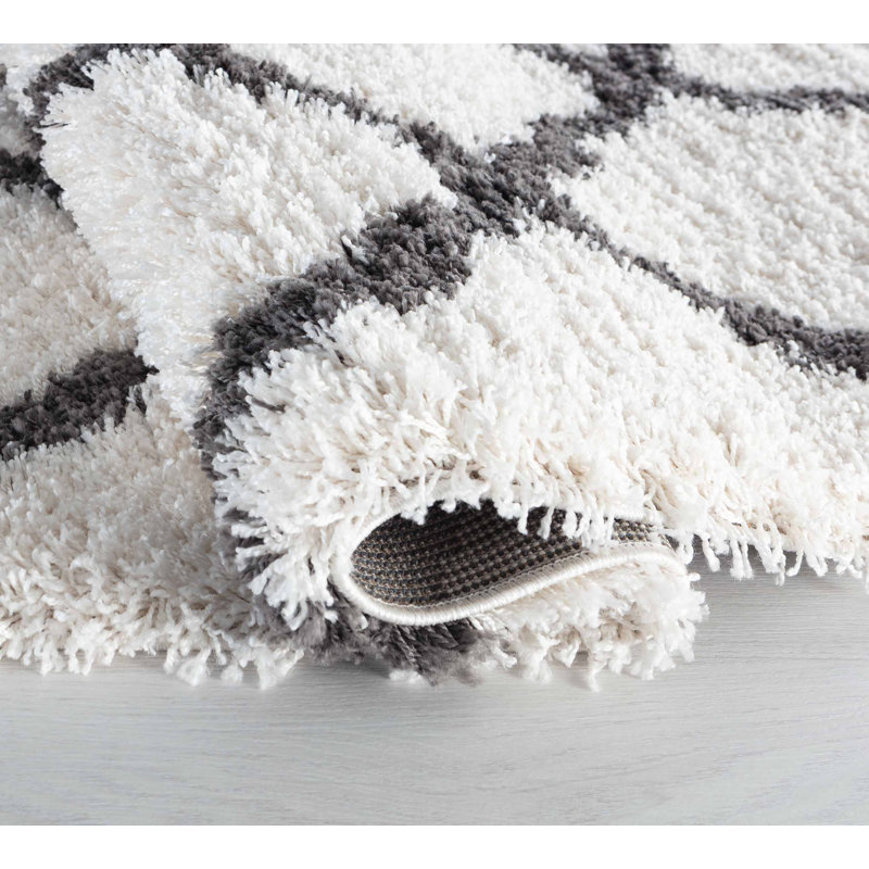 Waylan Geometric Shag Area Rug, Rectangle 80 x 150cm