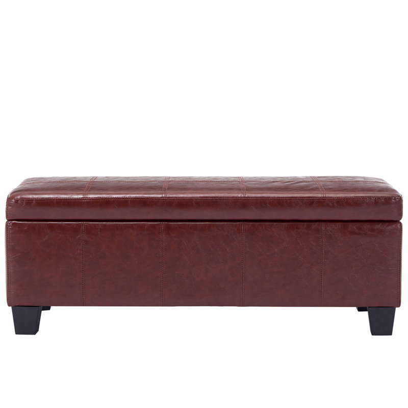 Rectangle Upholstered Storage Bench Ottoman&Stool, Brown