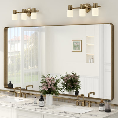 Miroir de salle de bain mural en verre trempé et métal Molly