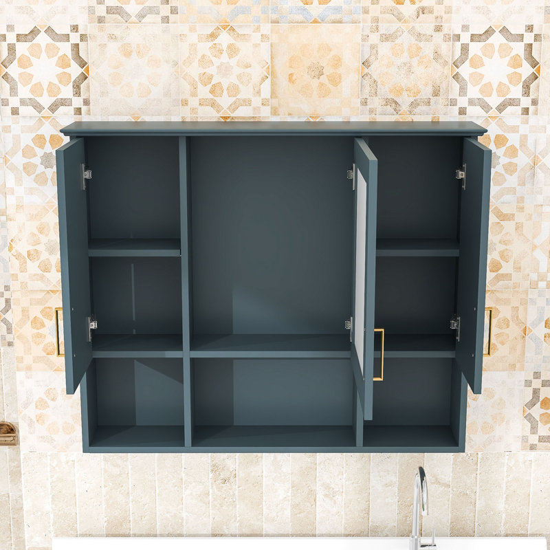 Armoire à pharmacie murale avec tablettes et portes réglables, Bleu