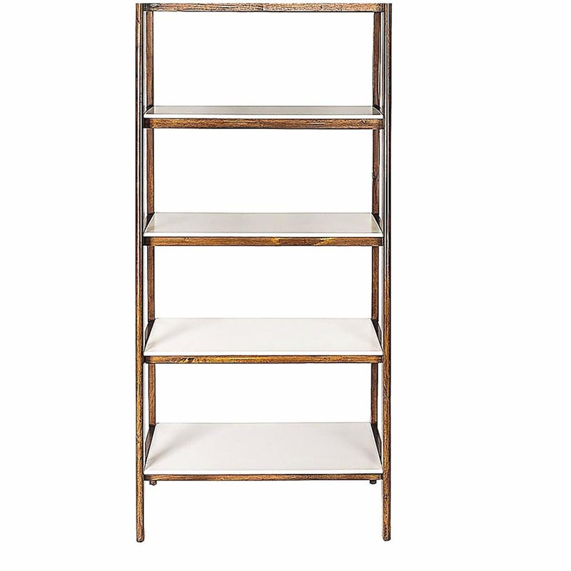 Tablette / bibliothèque, Blanc cassé / pacane