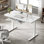 Bureau debout à hauteur ajustable en verre de 47 po avec tiroir et chargement USB, bureau d'ordinateur avec affichage à DEL et support pour téléphone portable, blanc