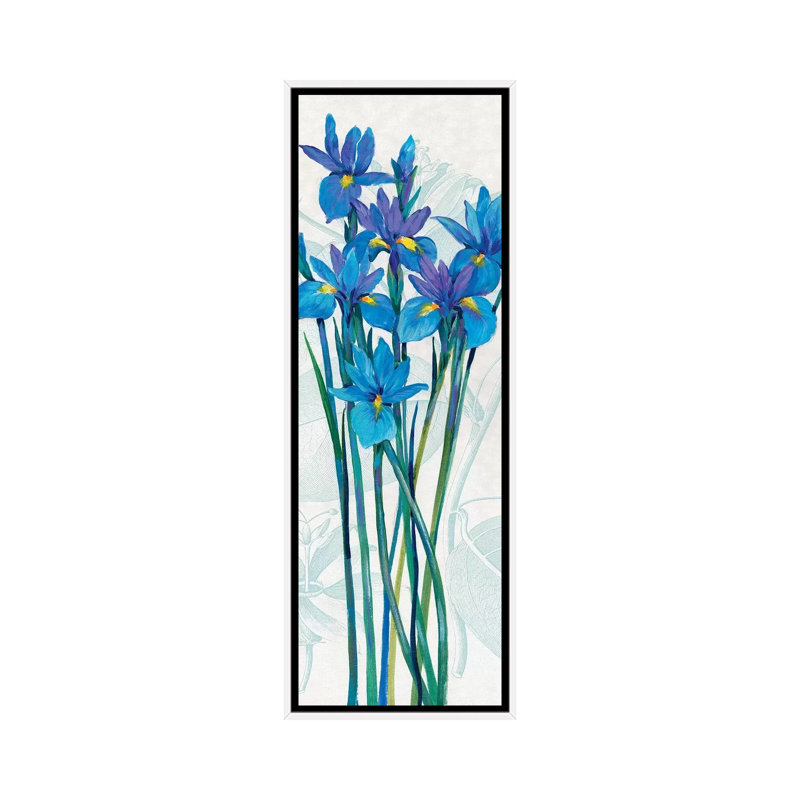 «Blue Iris Panel I» par Tim Ottoole, reproduction d'art graphique sur toile, H 36 po x l 12 po x P 1,5 po