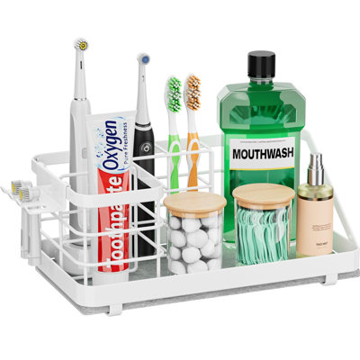 Toothbrush Holders Instant-Drying Organizer,Bathroom Countertop/Wall Mounted Electric Toothbrush Holder,Toothbrush Head Toothpaste Holder, Bathroom Counter Organizers and Storage(White)