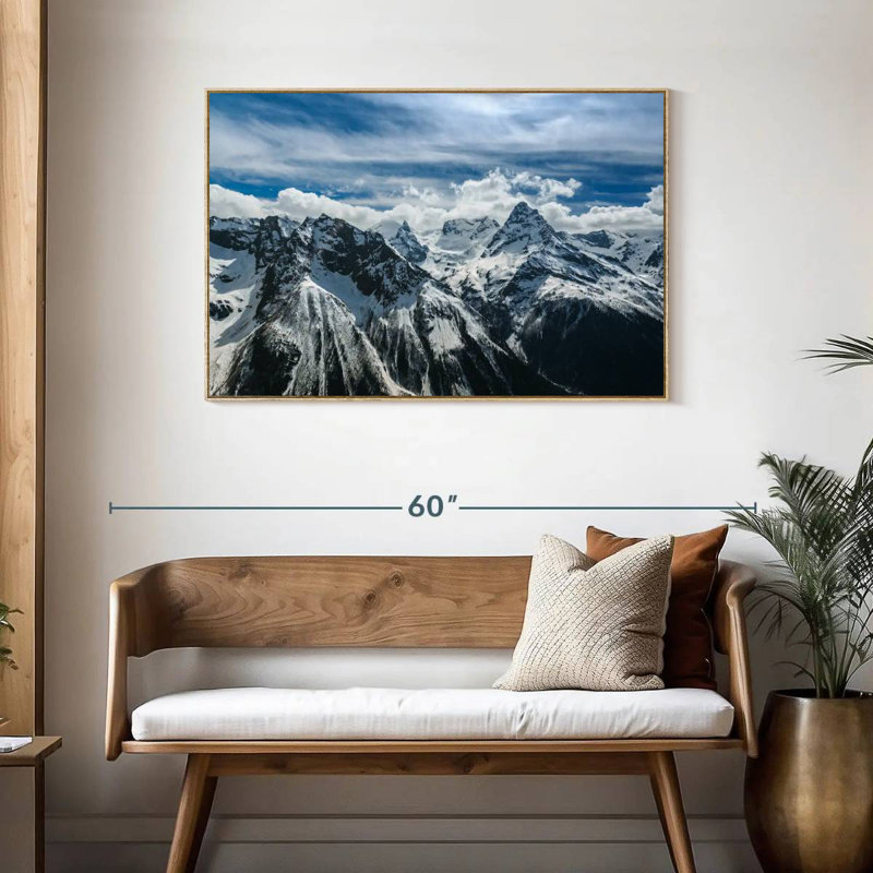 Snow Mountain Peaks, Cadre flottant en bois naturel, 43 po x 29 po