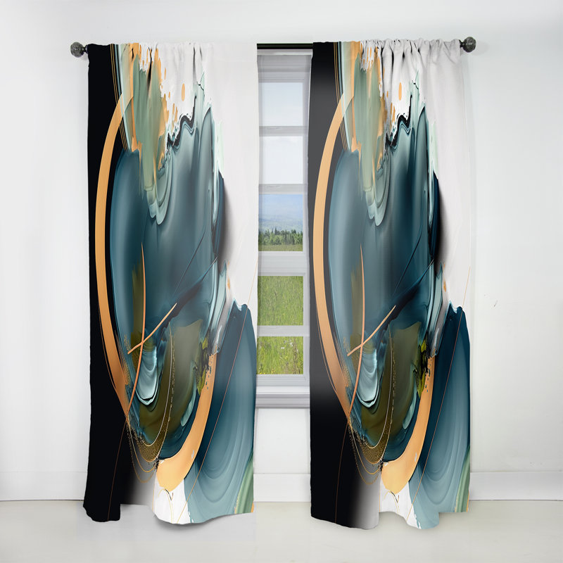 Abdon - Abstrait moderne - Velours obscurcissant - 1 panneau, L 52 po x L 95 po
