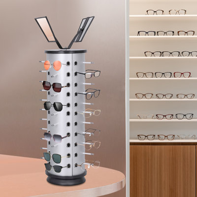 44 Pairs Glasses Display Stand  With Mirror 360° Rotating