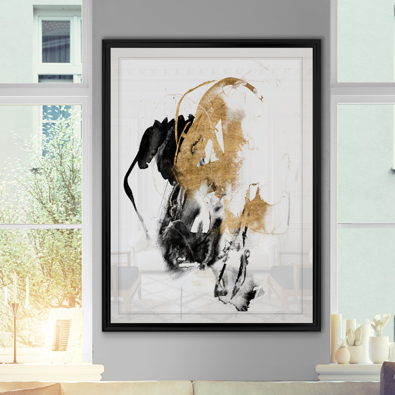 «Black / Gold Splash II», reproduction, H 30,5 po x l 42,5 po x P 1,5 po, Noir