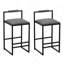 Ensemble de 2 tabourets de bar à hauteur de comptoir avec dossier et pieds en métal modernes sans accoudoirs et chaises rembourrées en polyuréthane gris