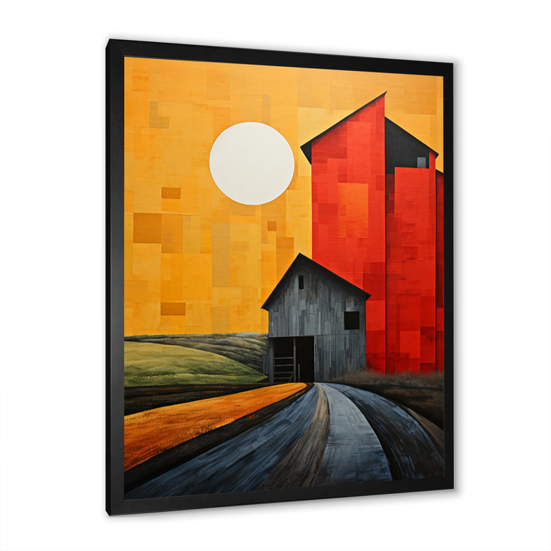 Artémisios, paysage, granges, patchwork de campagne VI - impression, H 20 po x l 12 po x P 1 po, Cadre photo noir