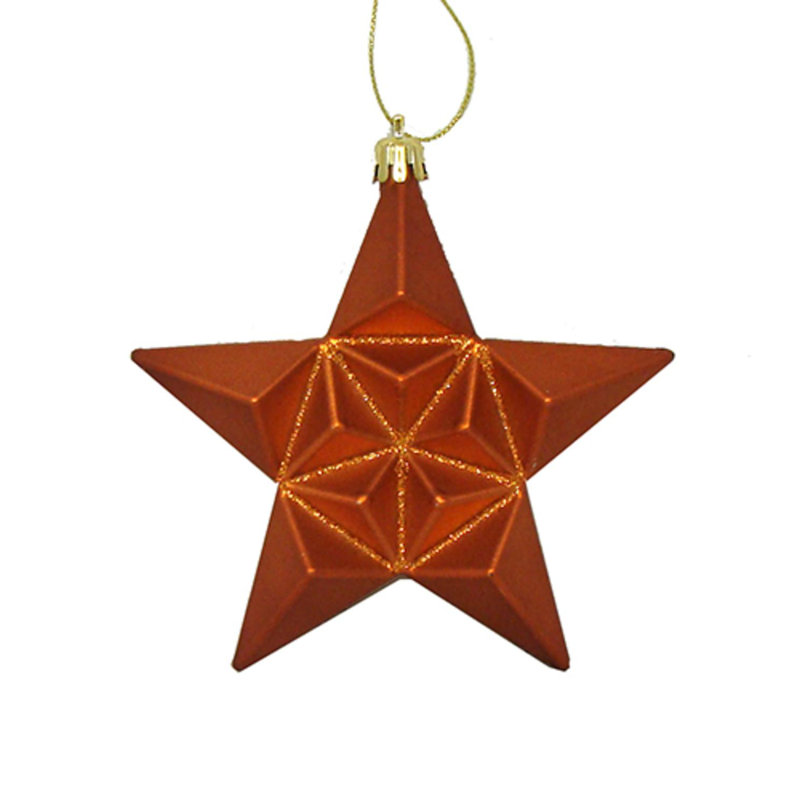 Ornement de Noël scintillant en forme d'étoile incassable, Orange brûlé mat