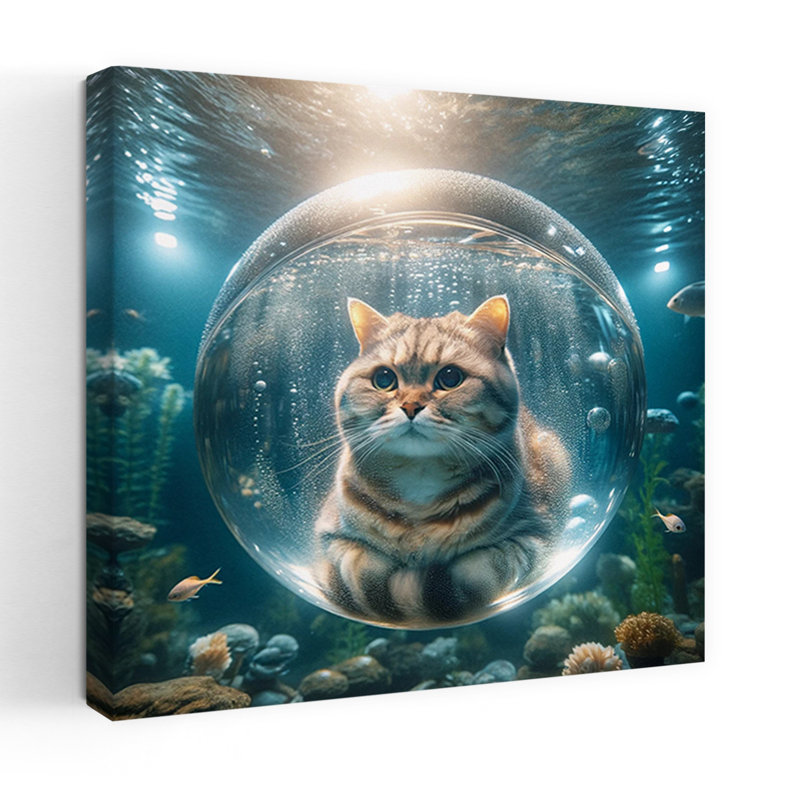 Contemporary Art Contemporary Cat Art, 32" H x 32" W