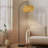 Wave Pendant 81 in. Arched LED Floor Lamp with Wicker Rattan Shade, Boho Style, Bulb Included