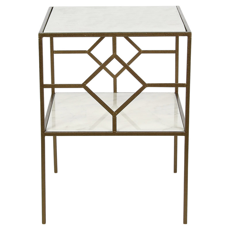 Birmingham End Table with Storage, Carrera Marble