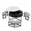 Table basse à plateau relevable moderne avec rangement et 3 repose-pieds blanc et noir-2009061250