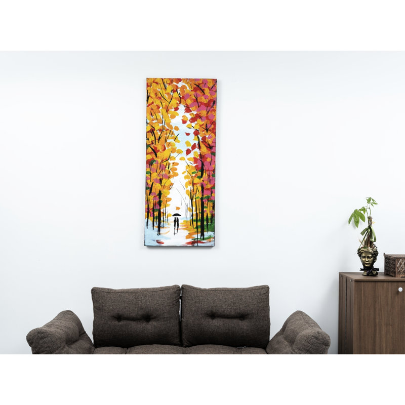 47 po x 19 po, art sur toile peint à la main orange - Rehausser le décor printanier avec le thème de l'élégance 19,04