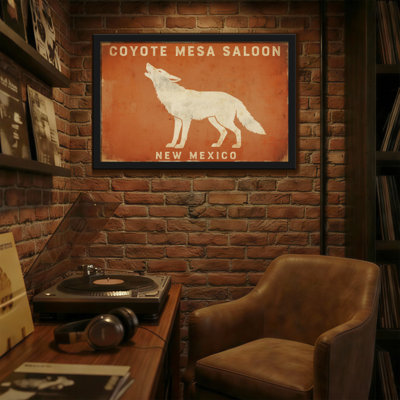 Animals Coyote Howling On Rustic Sign Background