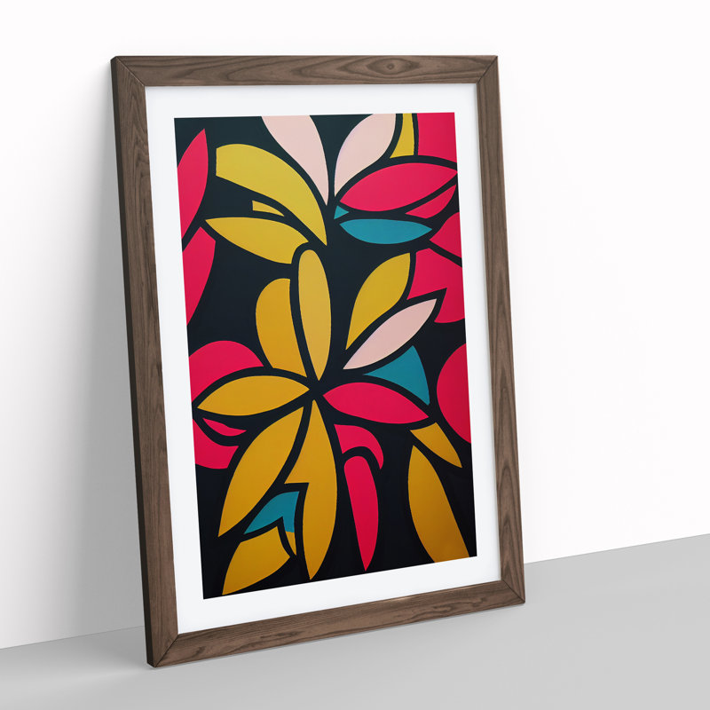 XV1022-299X Abstract Flowers No.7 1 Piece Single Picture Frame Wall Art, 64cm H x 46cm W x 2cm D, Walnut