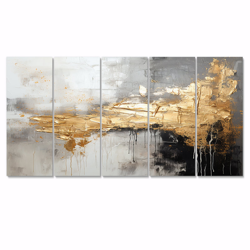 Avianna - Art mural abstrait, 5 pièces, H 32 po x l 80 po