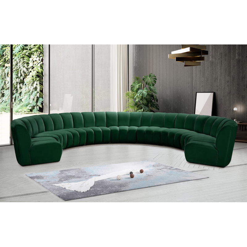 Canapé modulaire en velours Infinity, Velours vert, 9 pièces