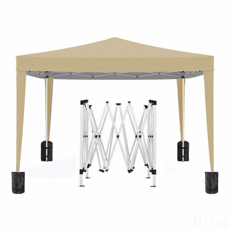 10X10FT Pop Up Gazebo, Sidewall For Outdoor Use With UPF 50+ & Weight Bag & Carry Bag, Beige