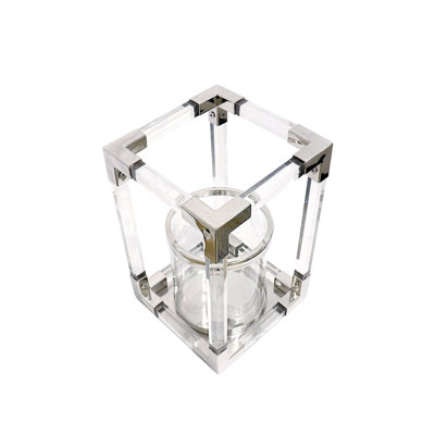 Soren Chrome Polished Lucite Lantern, Small
