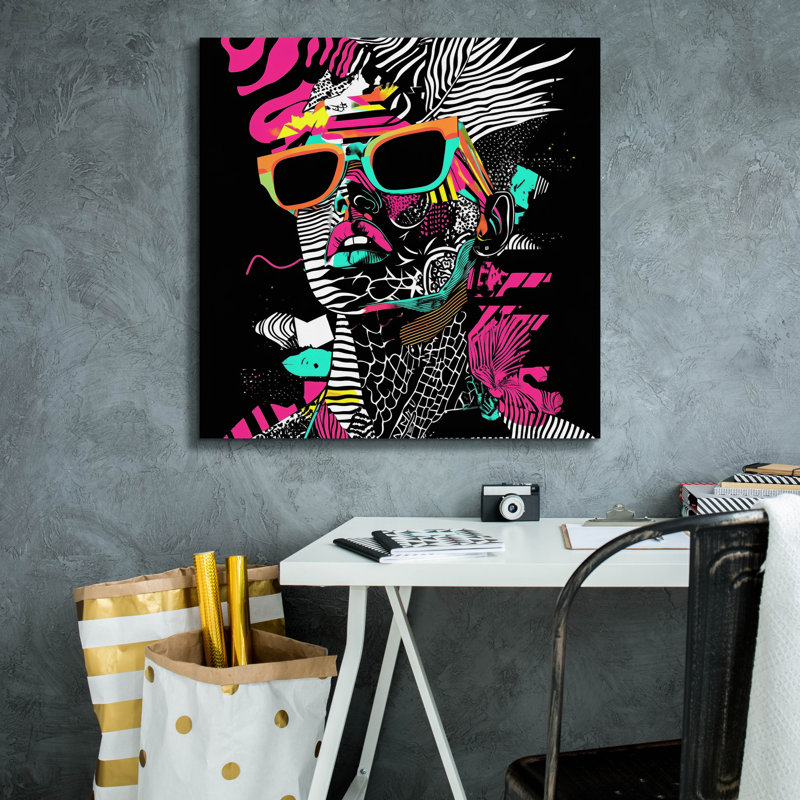 «Neon Night 2» par Rich Monet, art mural sur toile, H 26 po x l 26 po