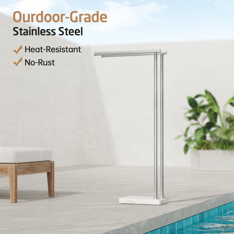 KES 2-Tier Free Standing Towel Racks for Bathroom Floor with Weighted Natural Marble Base 37-inch