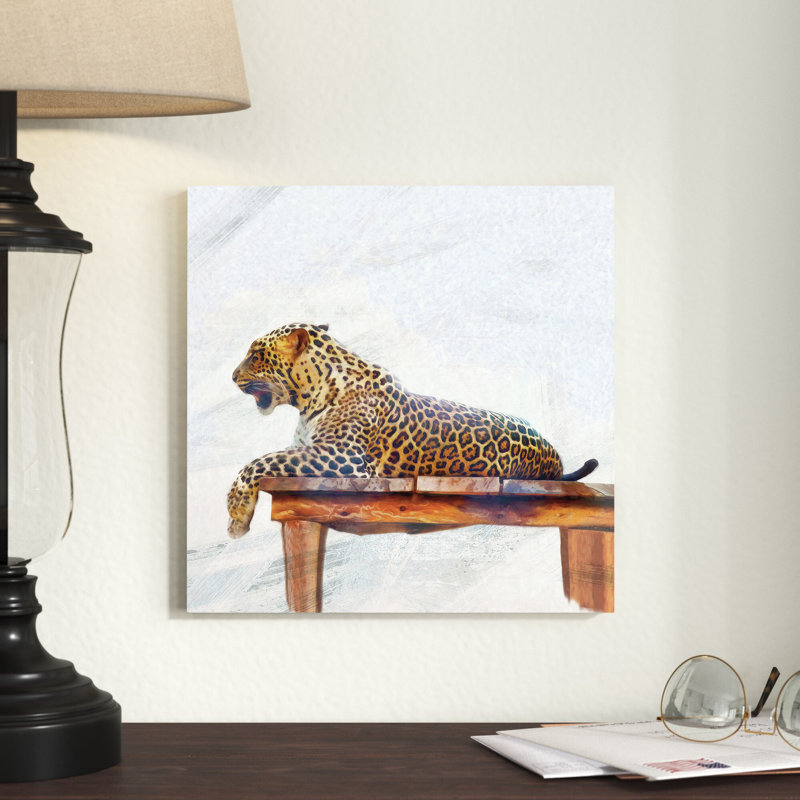 «Relaxing Leopard», reproduction sur toile, H 12 po x l 12 po