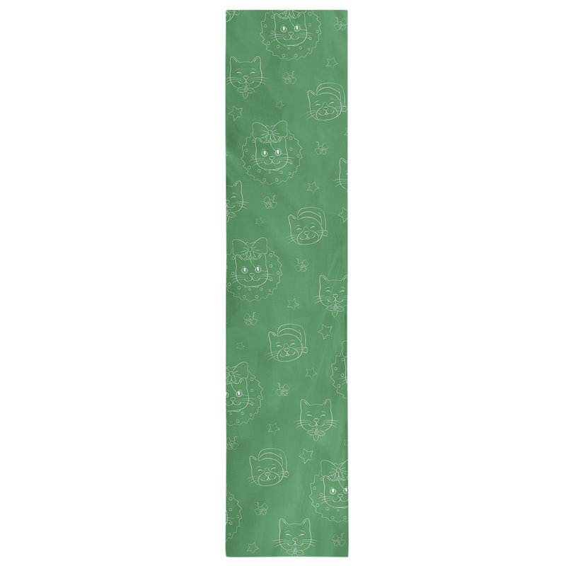 Chemin de table christmase hol christmas chats, L 90 po x l 16 po, Vert / blanc, Mélange de coton