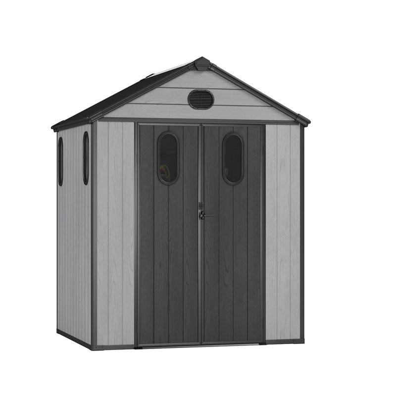 Outdoor Resin Storage Shed, Heavy-Duty Plastic Shed with Reinforced Floor, Windows & Mesh Vents, Lockable Door, Garden Shed