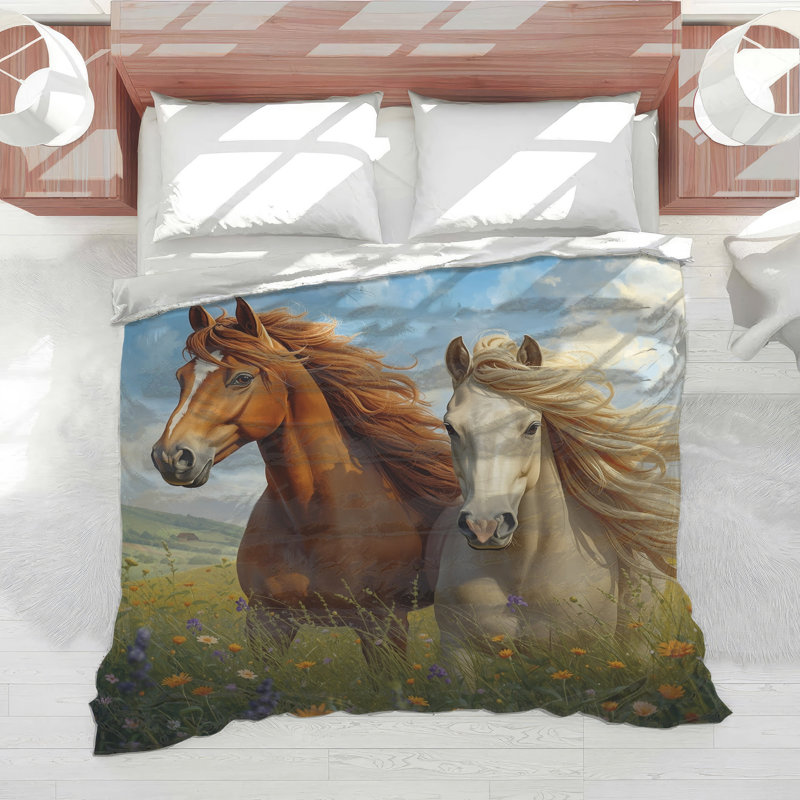 Two Horses In Meadow Comforter, Twin